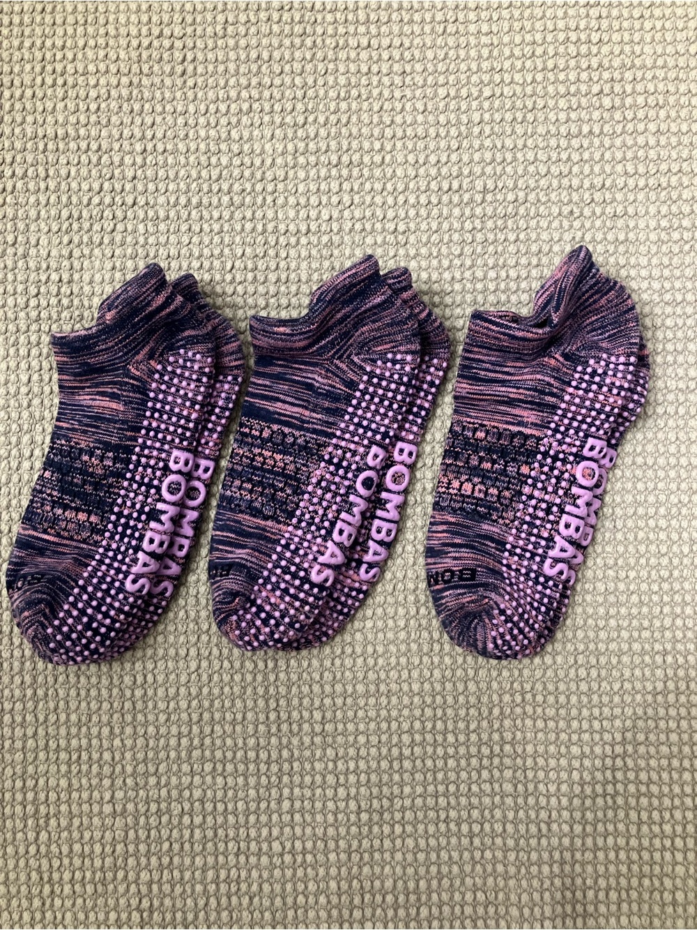 Bombas Ankle Athletic Socks in Purple and Pink Marled 3 pairs bundle
